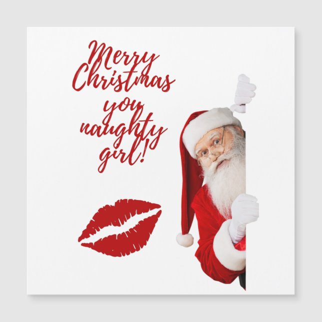 Frohe Weihnachten Sie frech Mädchen Funny Santa Ho Magnetkarte (Vorderseite)