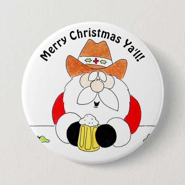 Frohe Weihnachten Sie Sankt-Weihnachtsknopf Button (Vorderseite)
