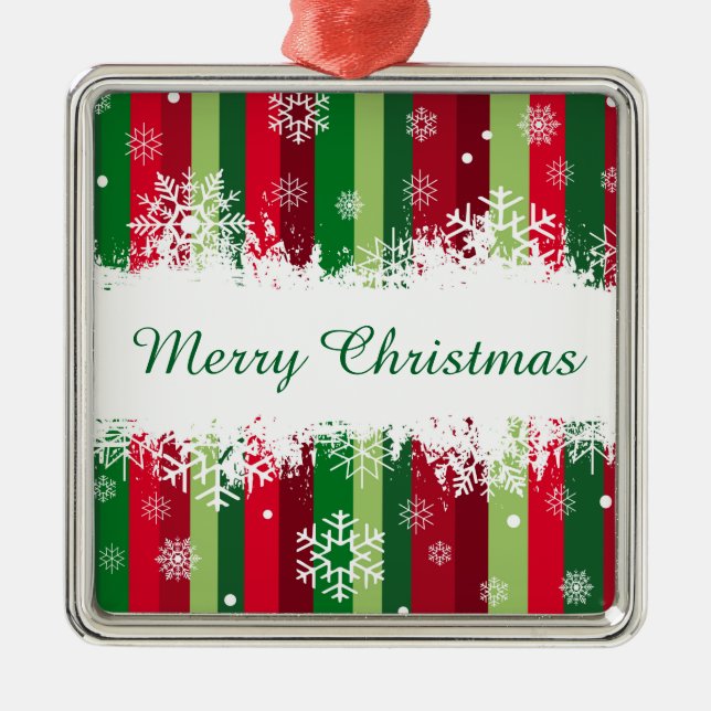 Frohe Weihnachten Silbernes Ornament (Vorne)