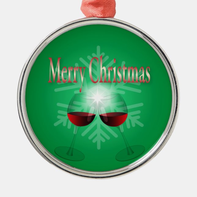 Frohe Weihnachten Silbernes Ornament (Vorne)