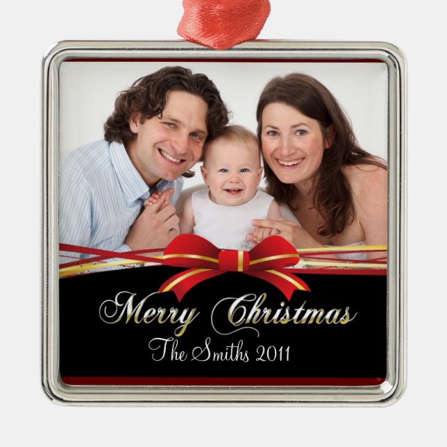 Frohe Weihnachten Silbernes Ornament (Vorne)