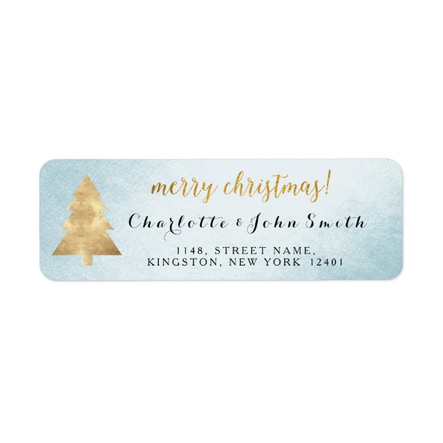 Frohe Weihnachten Silver Blue Golden Tree Adresse (Vorne)