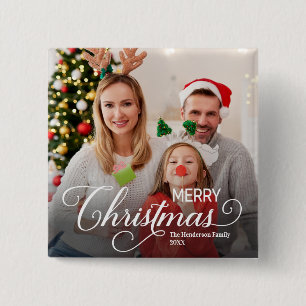 Frohe Weihnachten Simple Custom Foto Button