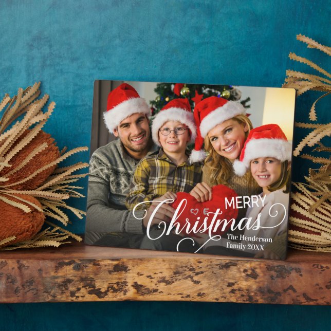 Frohe Weihnachten Simple Custom Foto Fotoplatte (Seite)