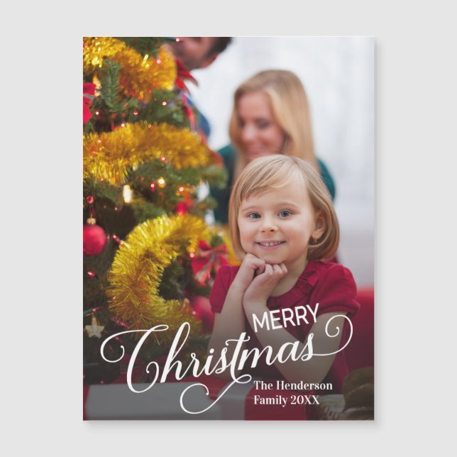 Frohe Weihnachten Simple Custom Foto Magnetkarte (Vorderseite)