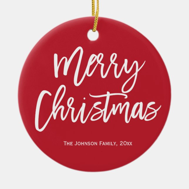 Frohe Weihnachten Simple Red Tree Ornament (Vorne)