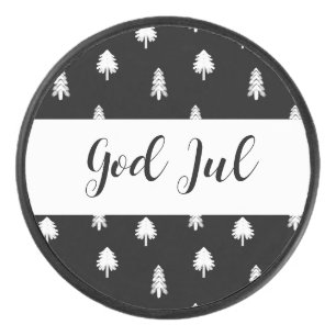 Frohe Weihnachten Skandinavisches Schwarz Muster G Eishockey Puck