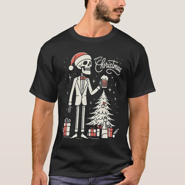 Frohe Weihnachten Skeleton T-Shirt (Vorderseite)