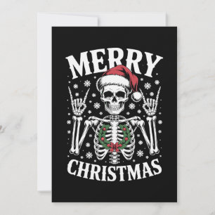 Frohe Weihnachten Skelett Santa Hut Rock Schild Xm Einladung