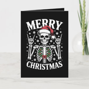 Frohe Weihnachten Skelett Santa Hut Rock Schild Xm Karte