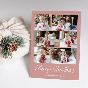 Frohe Weihnachten Skript Dusty Rose 6 Foto-Collage
