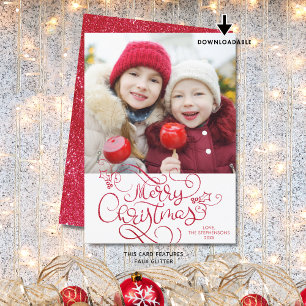 Frohe Weihnachten Skript Falsches rotes Glitter-Fo