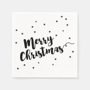 Frohe Weihnachten - Skripttypographie und -sterne Serviette