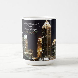 "Frohe Weihnachten," Skyline von Atlanta, Georgia Kaffeetasse