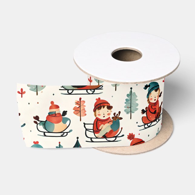 Frohe Weihnachten | Sledchildren Weihnachten Satinband (Spule)