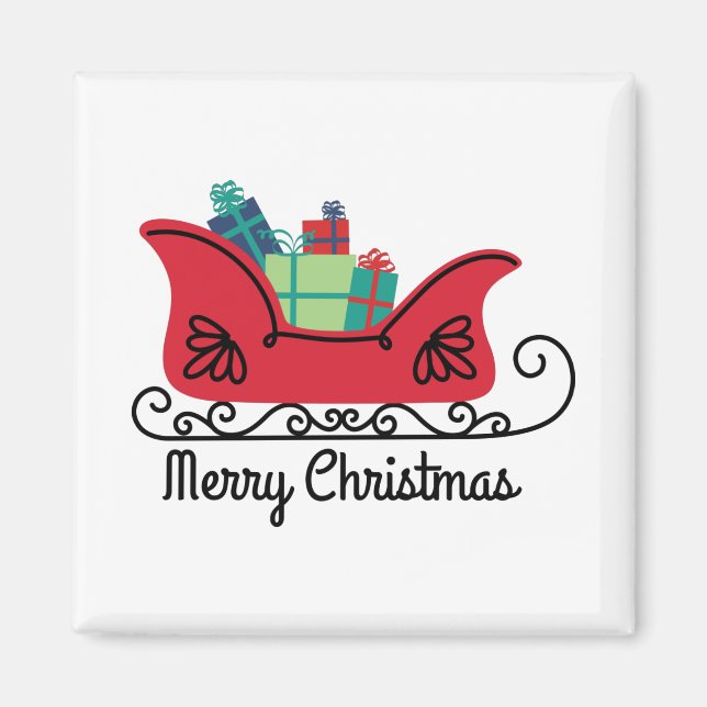 Frohe Weihnachten Sleigh Magnet (Vorne)