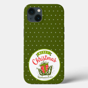 Frohe Weihnachten Sleigh Red Green Snowflake Muste Case-Mate iPhone Hülle