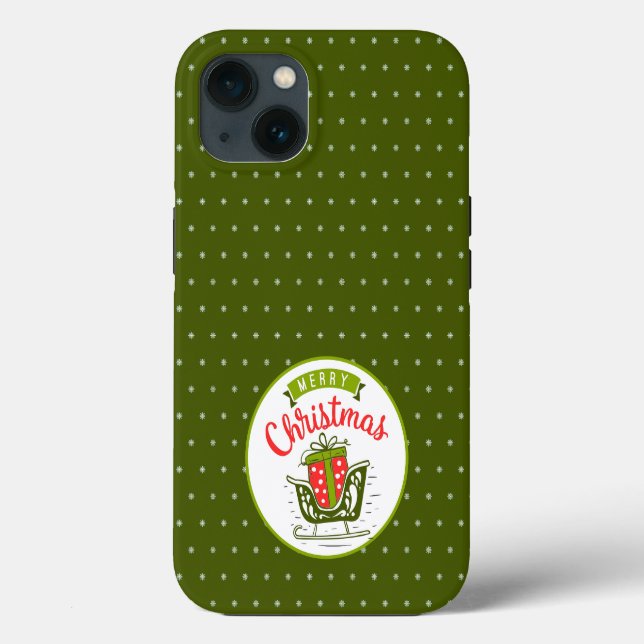 Frohe Weihnachten Sleigh Red Green Snowflake Muste Case-Mate iPhone Hülle (Rückseite)