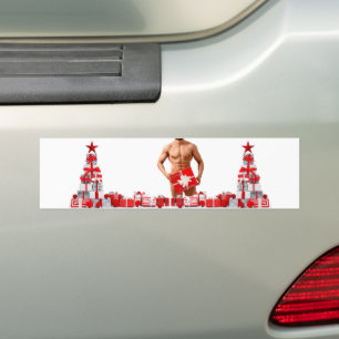 Frohe Weihnachten SlipperyJoe rot weiß Silber Gesc Autoaufkleber