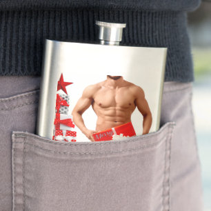 Frohe Weihnachten SlipperyJoe rot weiß silber Gesc Flachmann