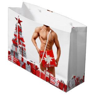 Frohe Weihnachten SlipperyJoe rot weiß silber Gesc Große Geschenktüte