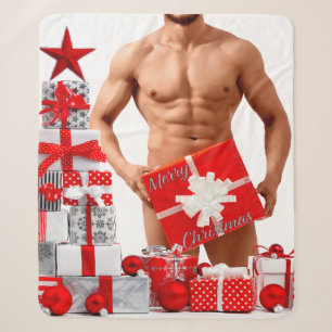 Frohe Weihnachten SlipperyJoe rot weiß silber Gesc Sherpadecke