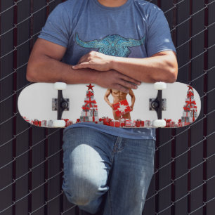 Frohe Weihnachten SlipperyJoe rot weiß silber Gesc Skateboard