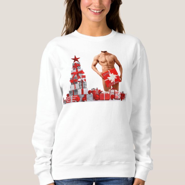 Frohe Weihnachten SlipperyJoe rot weiß Silber Gesc Sweatshirt (Vorderseite)