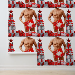 Frohe Weihnachten SlipperyJoe rot weiß silber Gesc Tapete