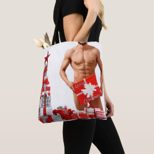 Frohe Weihnachten SlipperyJoe rot weiß silber Gesc Tasche