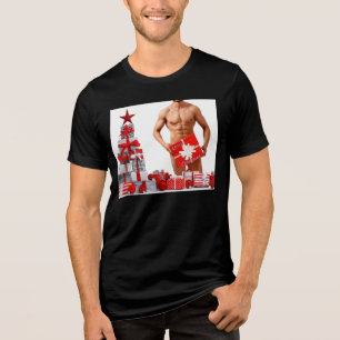 Frohe Weihnachten SlipperyJoe rot weiß silber Gesc Tri-Blend Shirt
