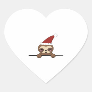Frohe Weihnachten Sloth Herz-Aufkleber