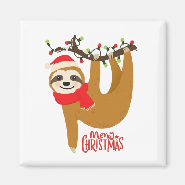 Frohe Weihnachten Sloth Magnet (Vorne)