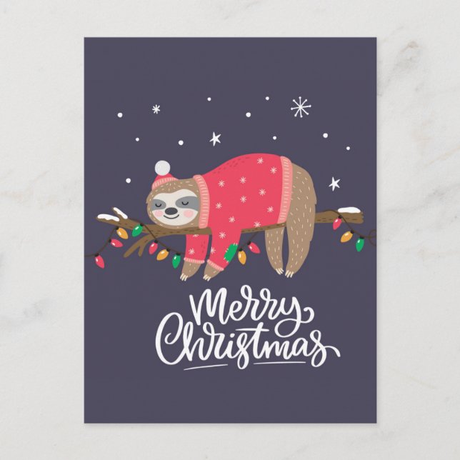 Frohe Weihnachten Sloth Postkarte (Vorderseite)