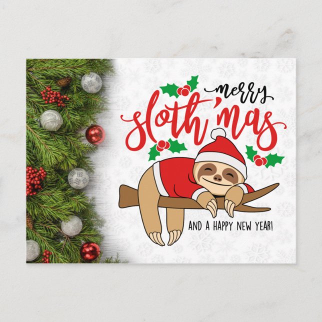 Frohe Weihnachten Sloth Postkarte (Vorderseite)