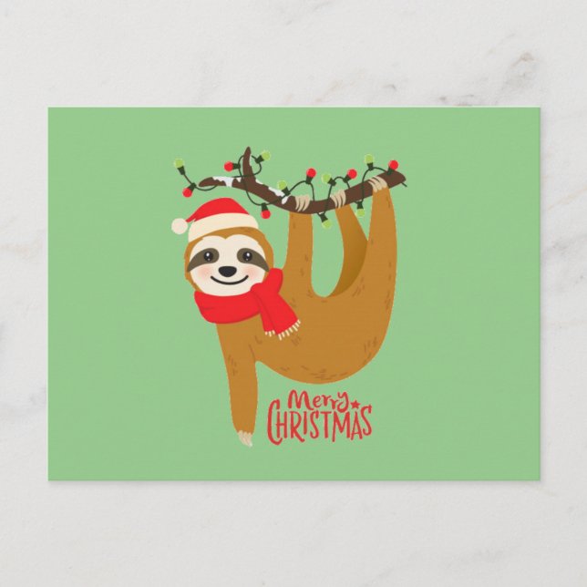 Frohe Weihnachten Sloth Postkarte (Vorderseite)