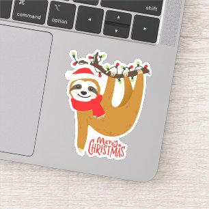 Frohe Weihnachten Sloth Urlaub Aufkleber