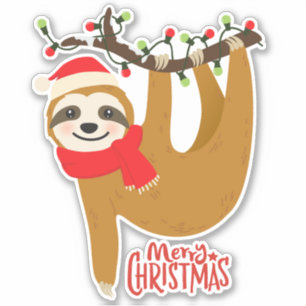 Frohe Weihnachten Sloth Urlaub Aufkleber