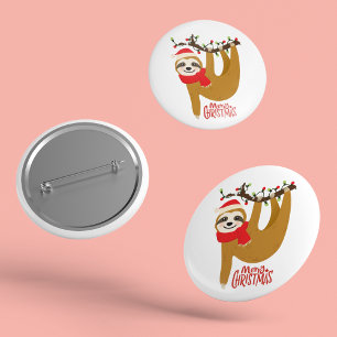 Frohe Weihnachten Sloth Urlaub Button
