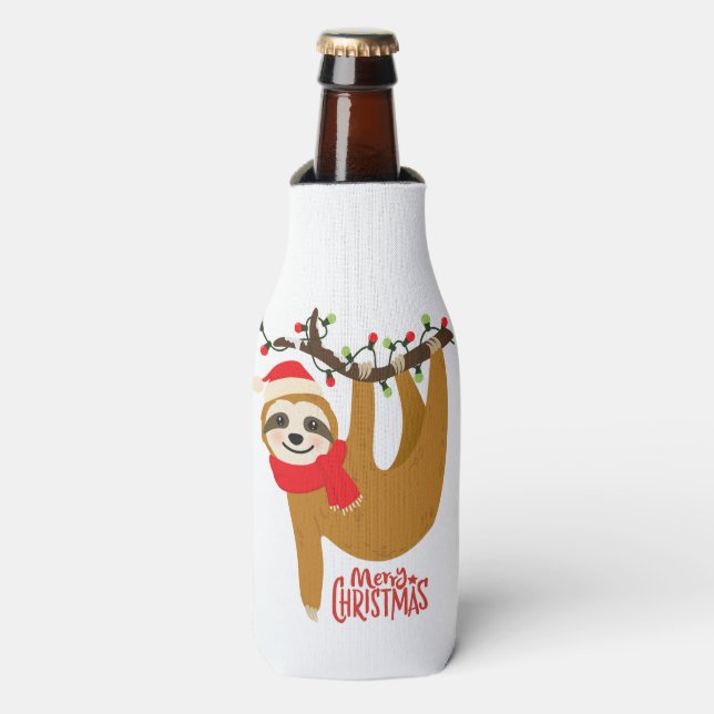 Frohe Weihnachten Sloth | Urlaub Flaschenkühler (Flaschenvorderseite)