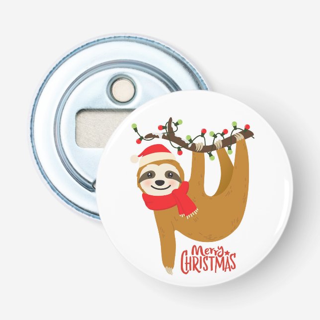 Frohe Weihnachten Sloth | Urlaub Flaschenöffner (Vorderseite)
