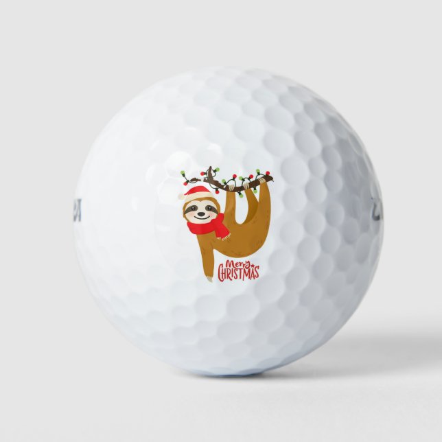 Frohe Weihnachten Sloth | Urlaub Golfball (Vorderseite)