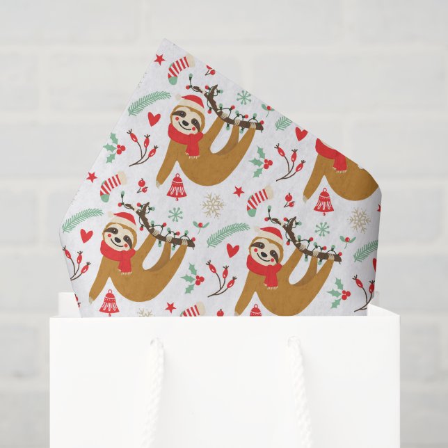 Frohe Weihnachten Sloth | Urlaub Seidenpapier (Geschenktüte)
