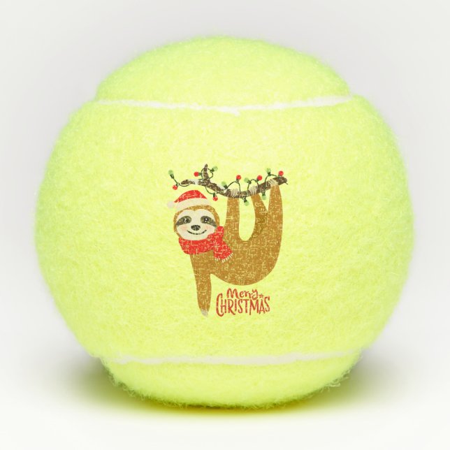 Frohe Weihnachten Sloth | Urlaub Tennisbälle (Vorderseite)