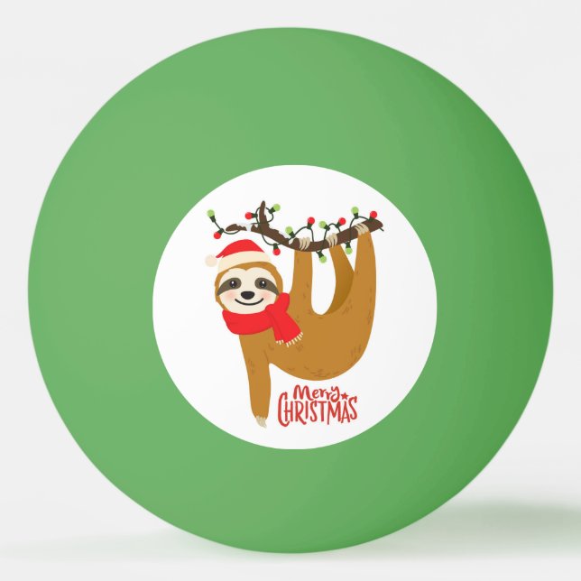 Frohe Weihnachten Sloth | Urlaub Tischtennisball (Vorderseite)