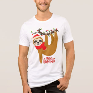 Frohe Weihnachten Sloth   Urlaub Tri-Blend Shirt