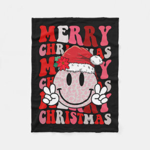 Frohe Weihnachten Smiley Gesicht Weihnachtsmann Hu Fleecedecke