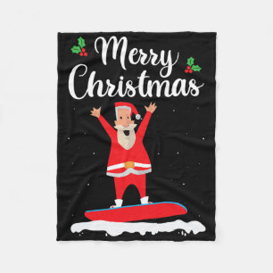 Frohe Weihnachten Snowboarden Weihnachtsmann Board Fleecedecke