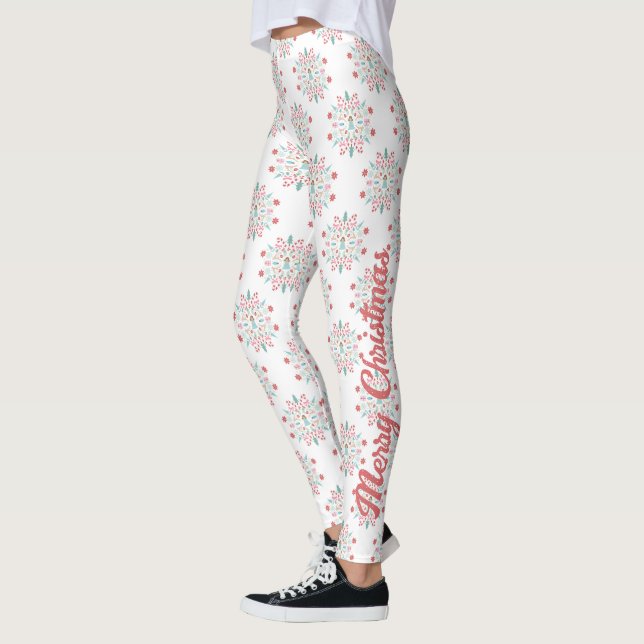 Frohe Weihnachten Snowflake Mandala Muster Leggings (Links)
