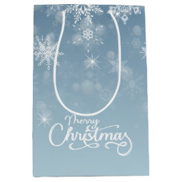 Frohe Weihnachten Snowflakes Blue Holiday Mittlere Geschenktüte